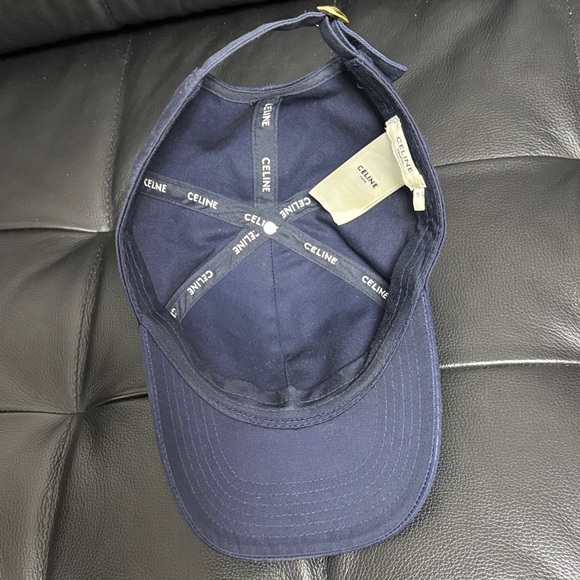 Celine Paris Navy Baseball Cap with Beige Embroidered Logo - Picture 5 of 11